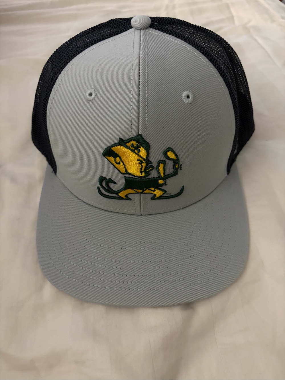 Men's Grey and Black Notre Dame Trucker Cap